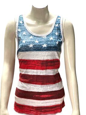 US Apparel Large American Flag Tank Top Stars And Stripes Summer Patriotic Style